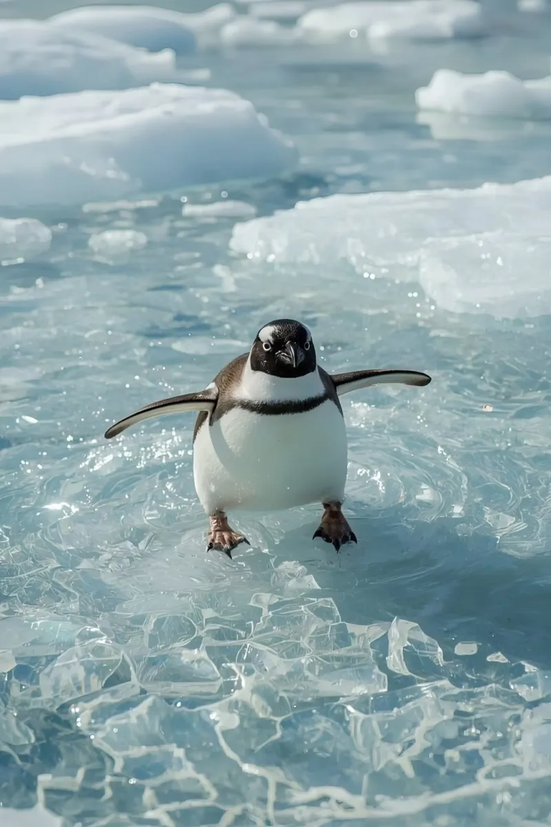 Pinguino Gentoo in piedi su una banchisa poster da DesignDoodle