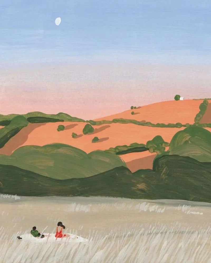 winds blow the sunset Poster mit Kunststoffrahmen von melts