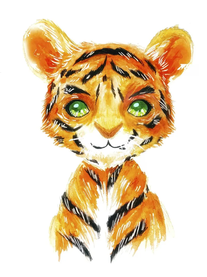 Ritratto ad acquerello di un cucciolo di tigre poster da 🐹 BABY ART PRINTS