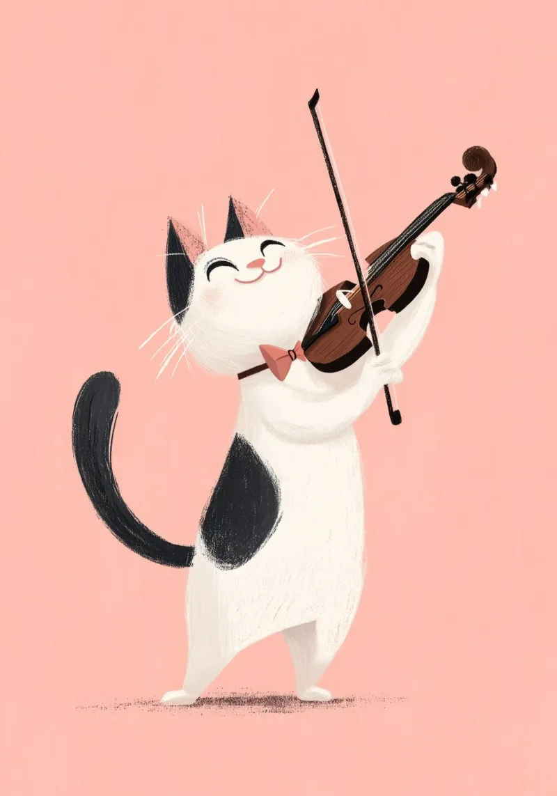Cat Playing Violin poster da Kiara