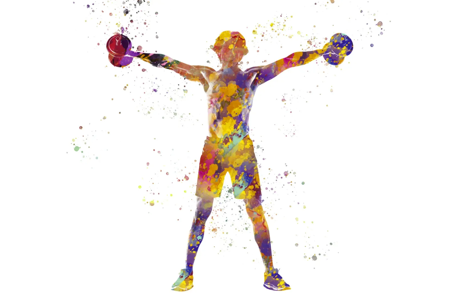 Esercizio di fitness con l'acquerello poster con telaio in legno da ⚽ Sports Pulse