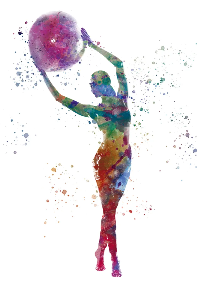 Esercizio di fitness con l'acquerello poster con telaio in legno da ⚽ Sports Pulse