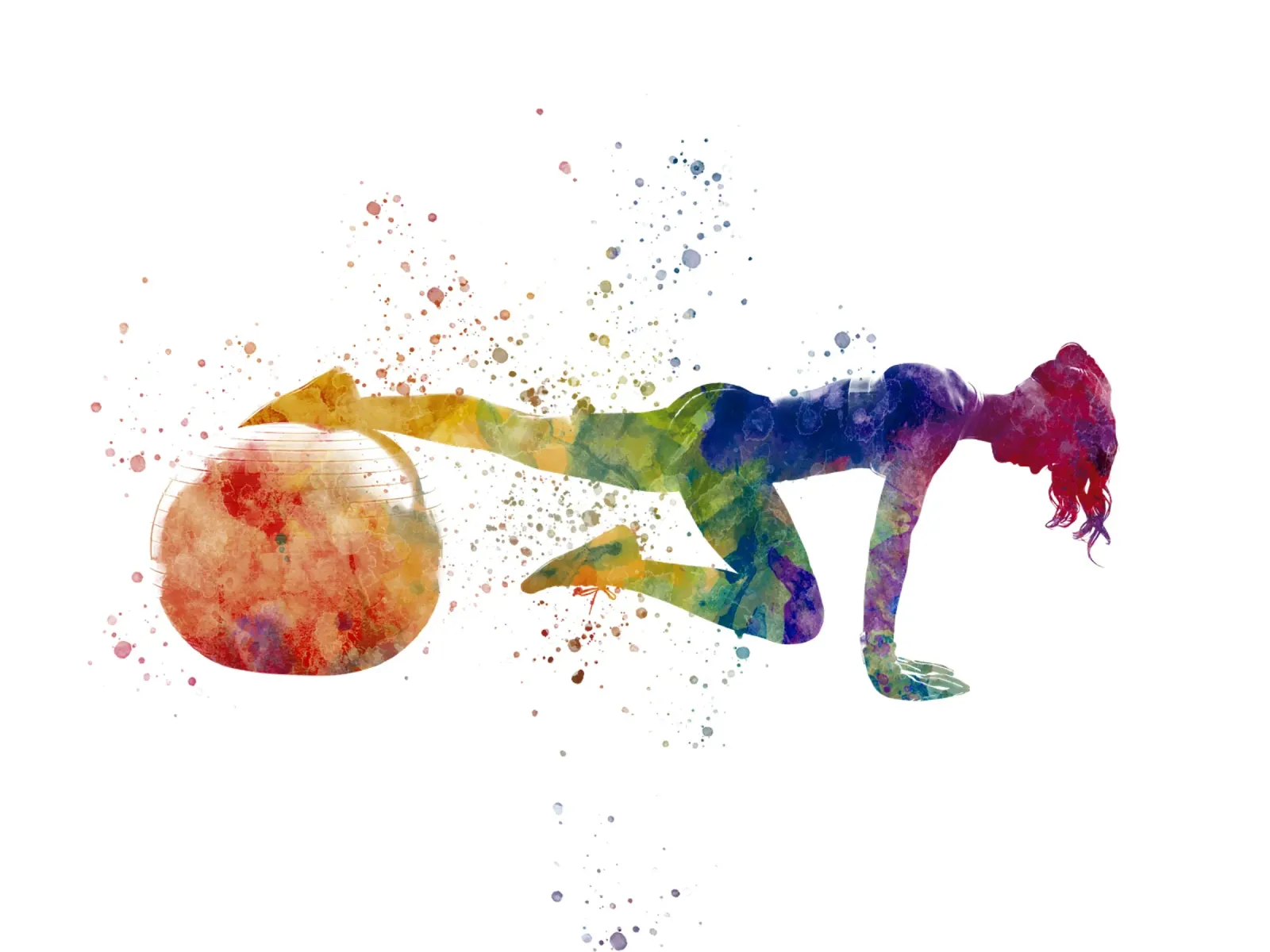 Esercizio di fitness con l'acquerello poster con telaio in legno da ⚽ Sports Pulse