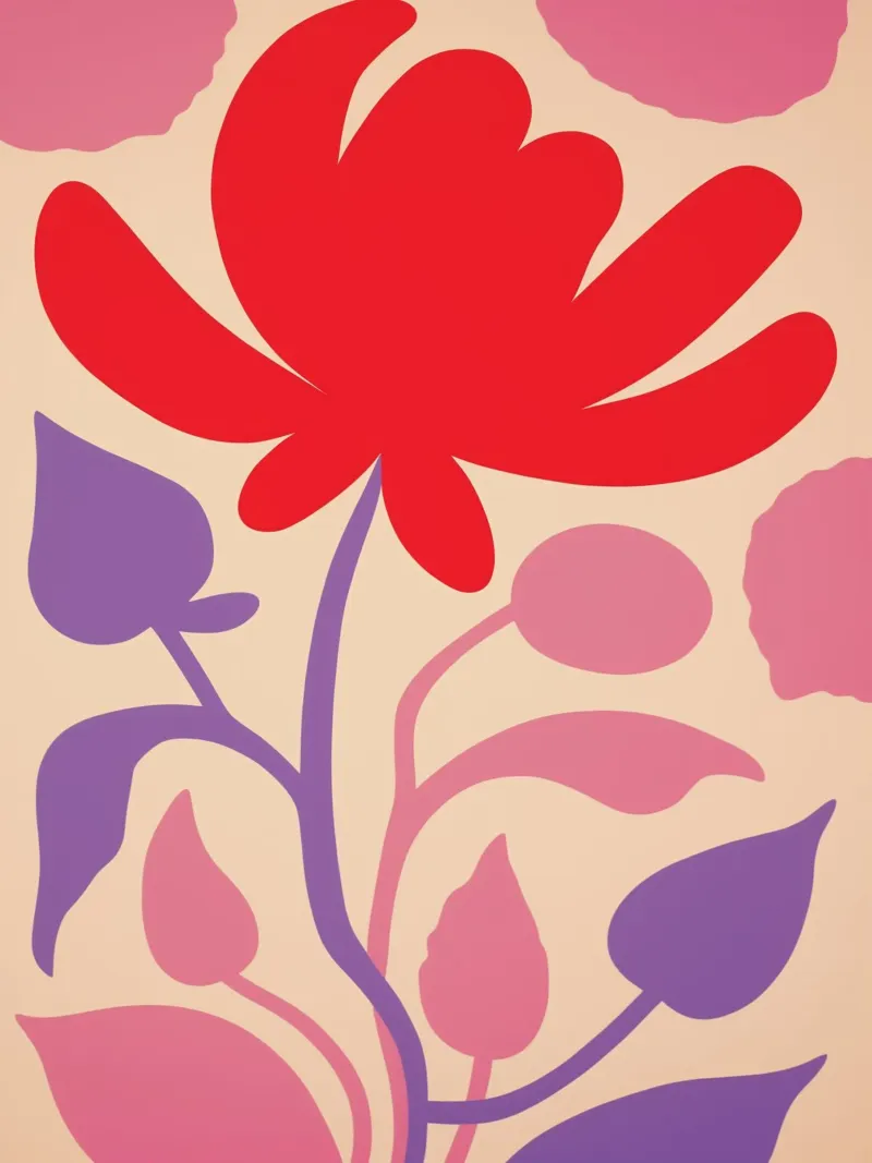Splendore floreale Matisse in rosso-viola tela con Cornice a cassetta da Autofocus
