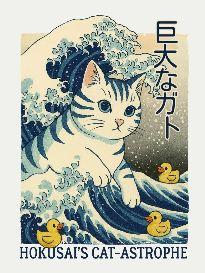 La Catastrofe di Hokusai poster con telaio in legno da 🥝 KIWI STORE