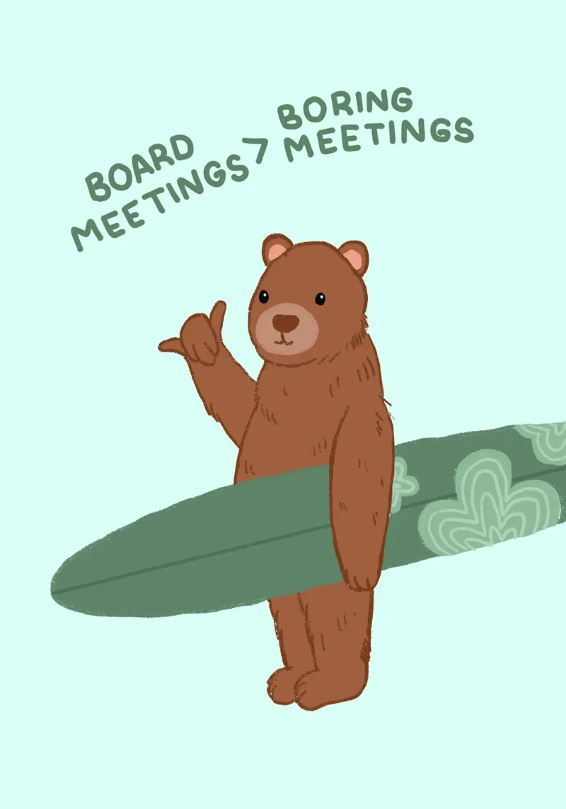 Surf Bear Poster, Grappig Kantoordecor, Retro Vibes canvas met Baklijst van dawnthesea