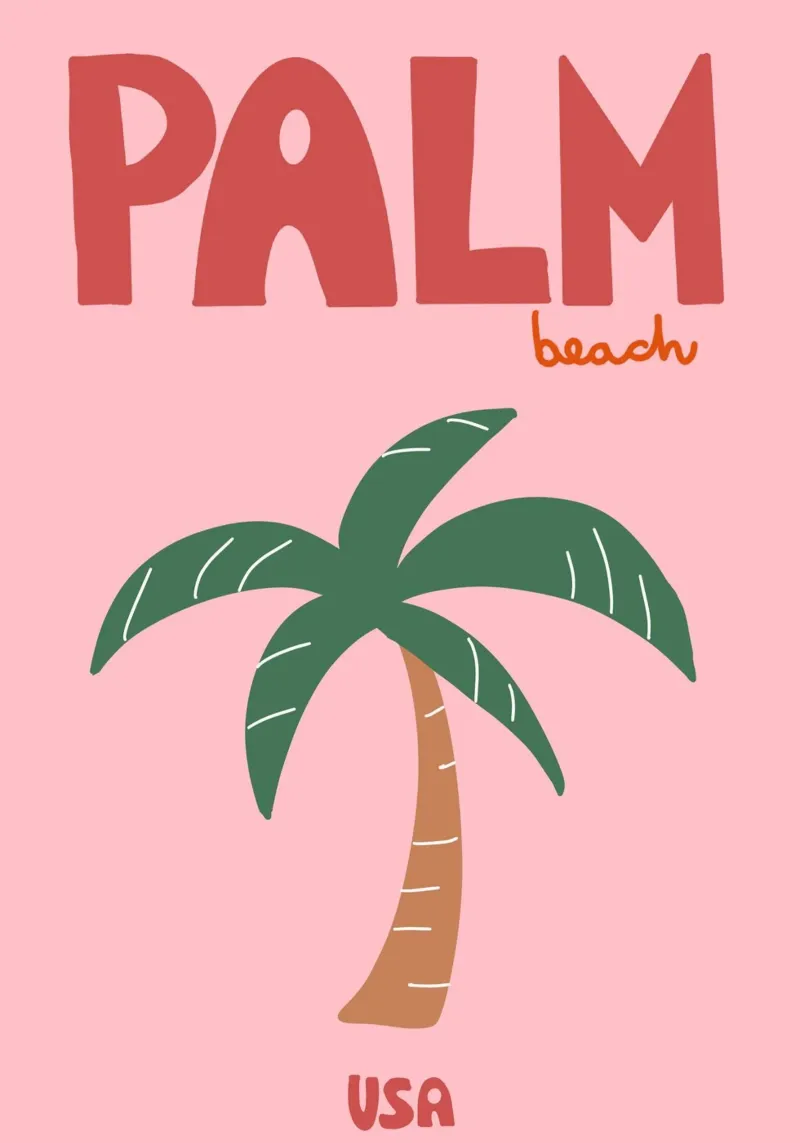 Poster di Palm Beach USA, palma tropicale retrò poster con telaio in alluminio da dawnthesea