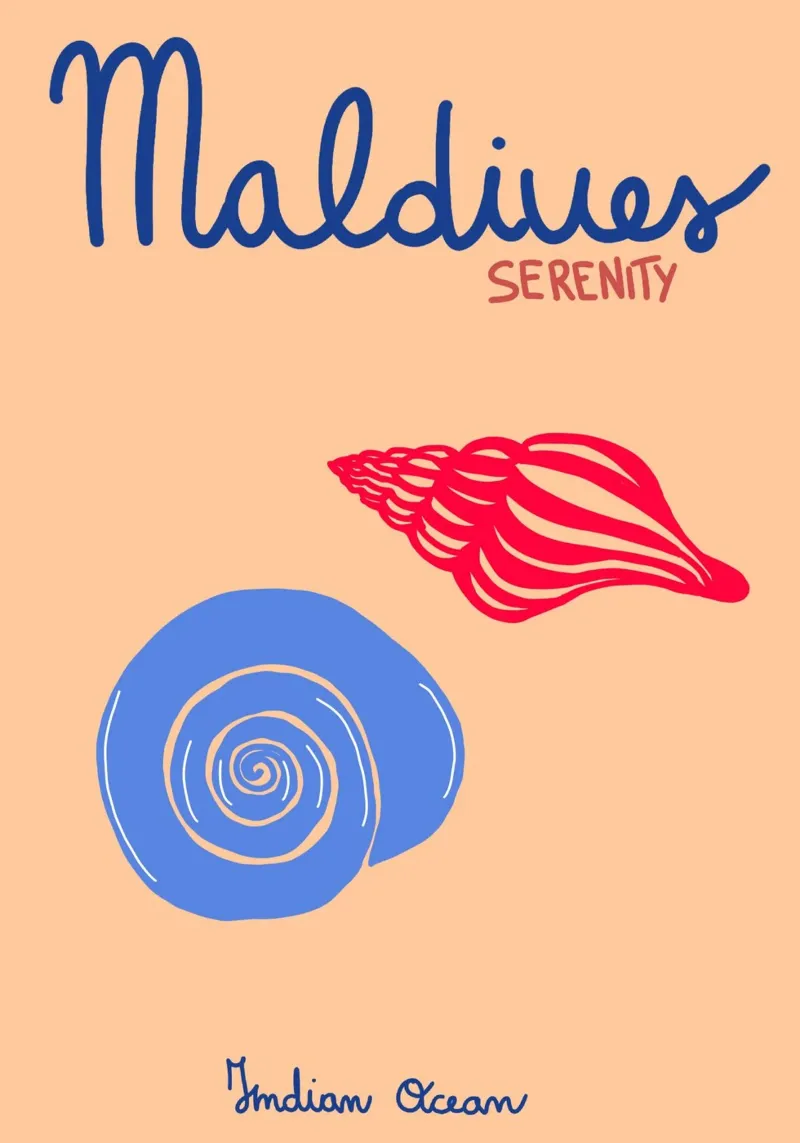 Poster Maldive Serenity, arte tropicale conchiglia poster da dawnthesea