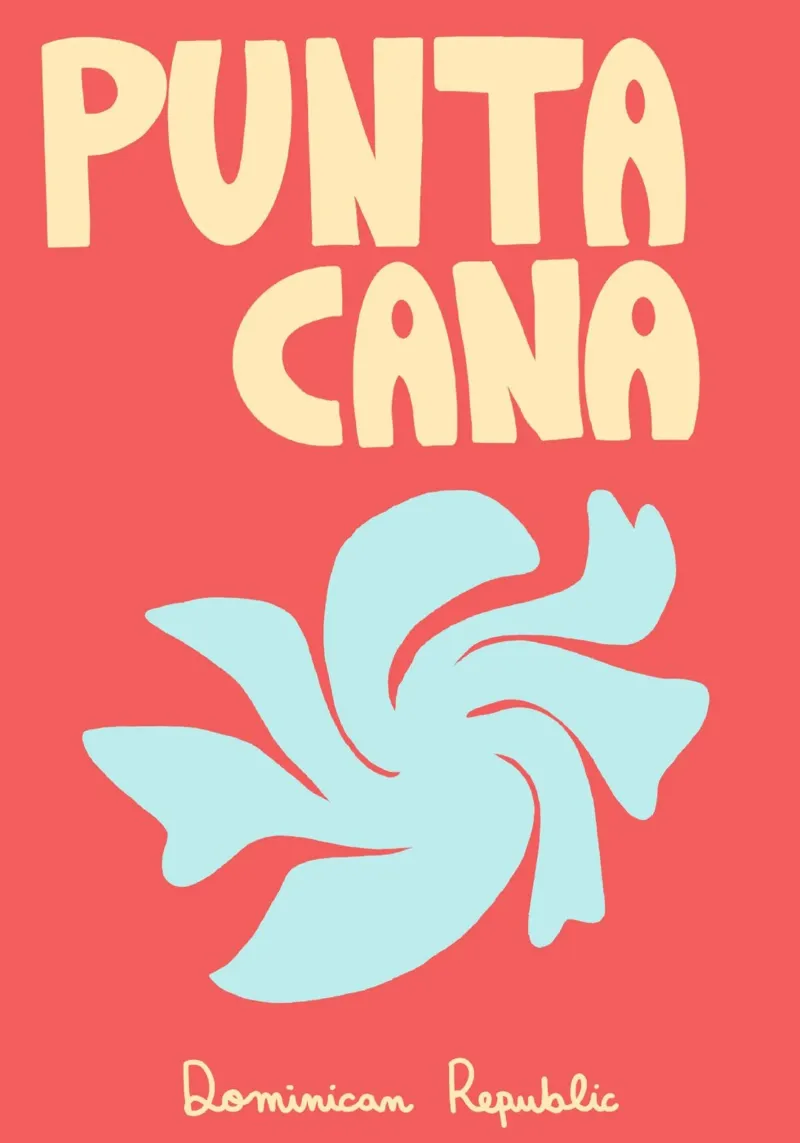 Punta Cana Poster, Abstracte Dominicaanse Kunst canvas met Baklijst van dawnthesea