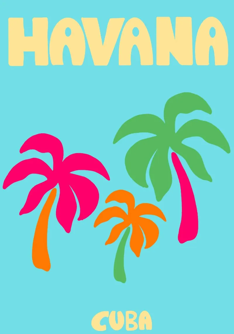 Poster Havana Cuba, palme tropicali retrò poster con telaio in alluminio da dawnthesea
