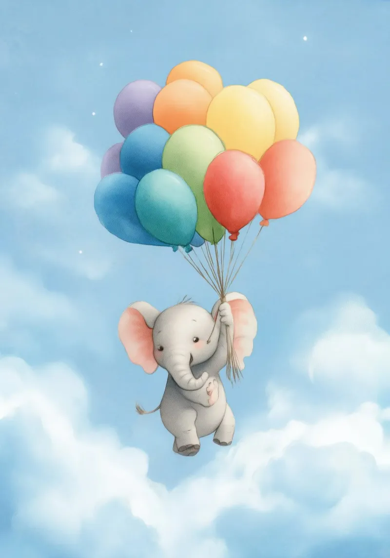 Elephant and Balloons poster da Kiara