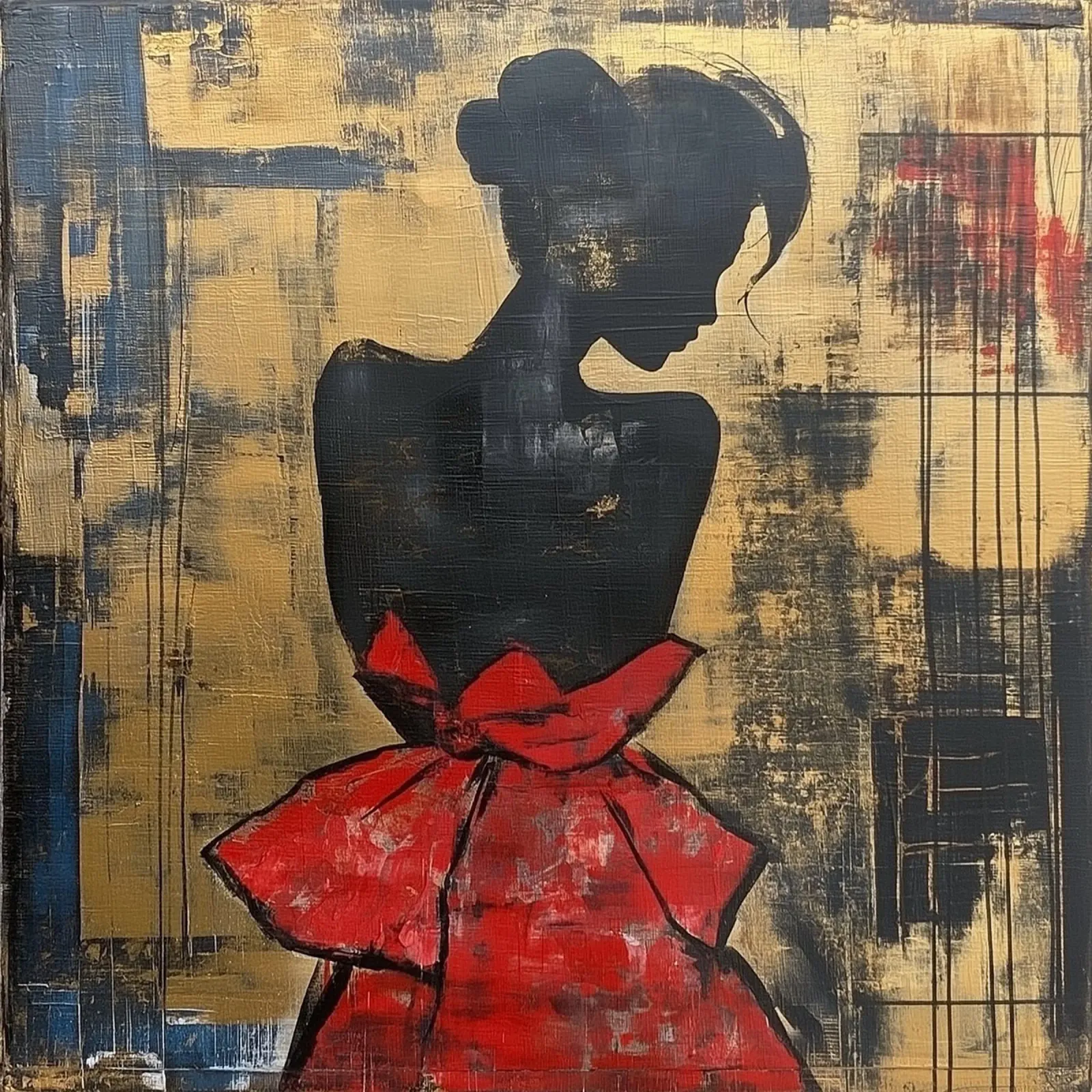 Ragazza d'oro con abito rosso poster da Motivate-Today