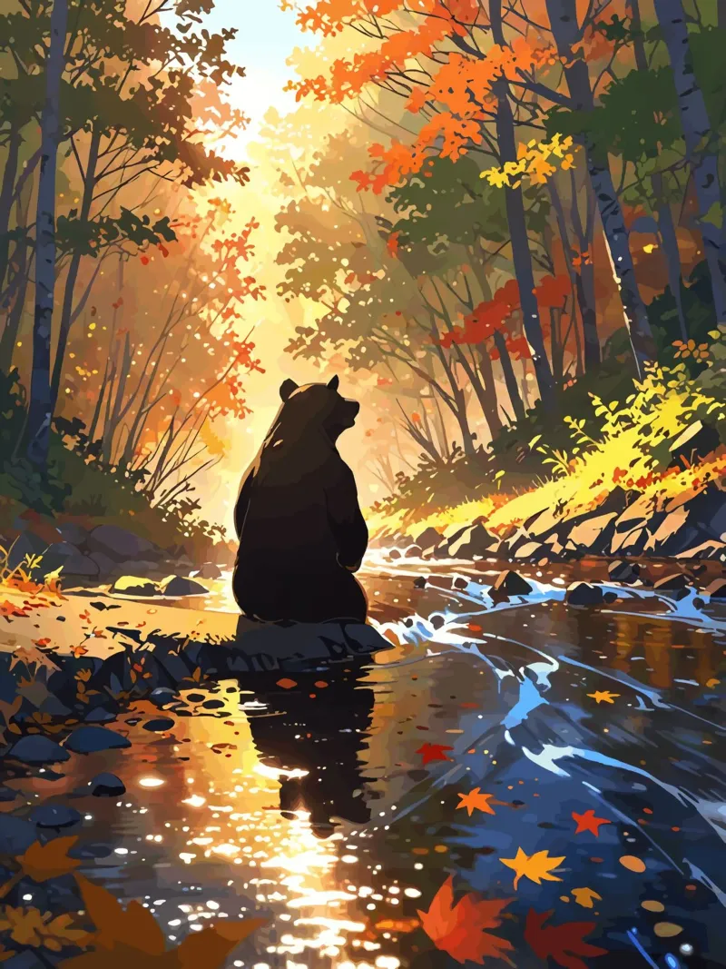 Herfst sereniteit canvas met Baklijst van artdesign1985