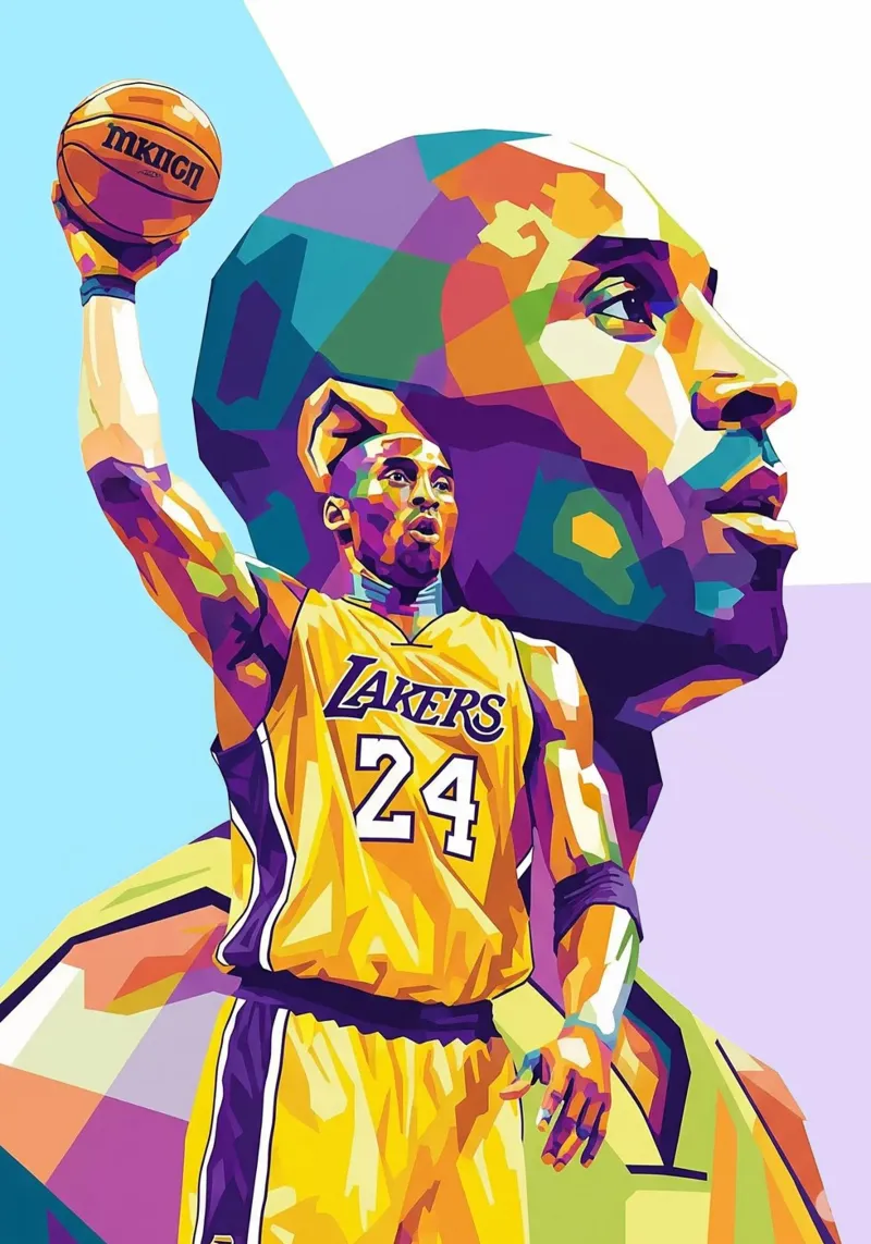 Ritratto pop art di Kobe Bryant poster da Hantamrata