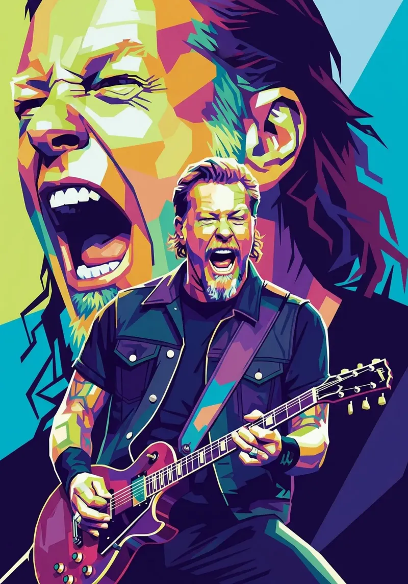 James Hetfield con uno stile iconico tela con Cornice a cassetta da Hantamrata