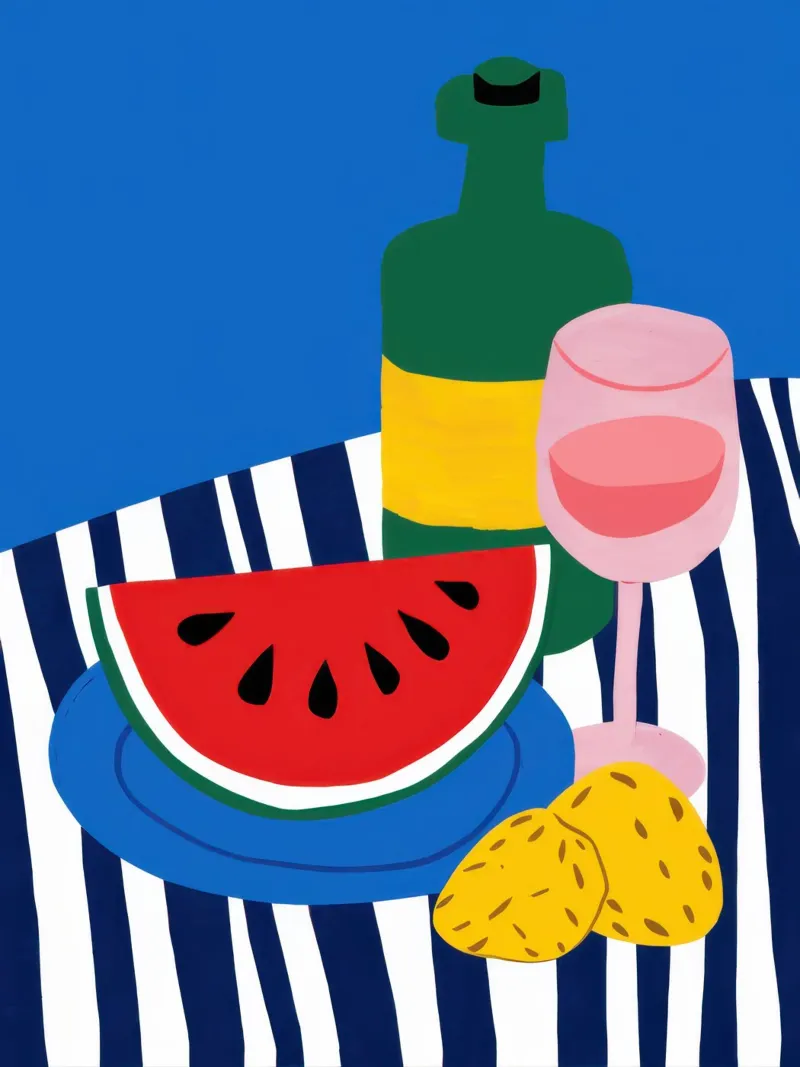 Striped Summer Refreshment canvas with Floater frame by Echo Saber