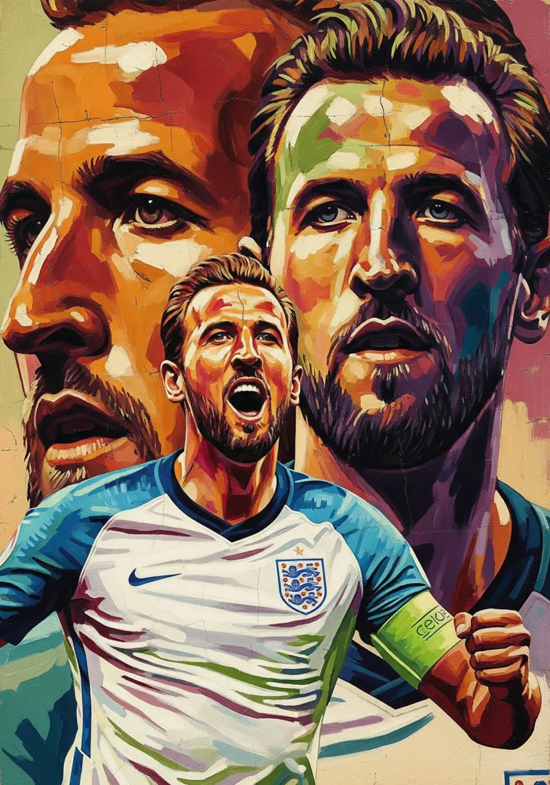 Harry Kane abstraktes Kunstgemälde Poster mit Aluminium Rahmen von Lembayung art