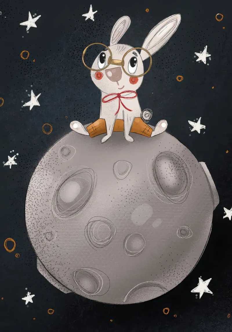 Nelli Suneli - Rabbit on the moon poster by muench benjamin