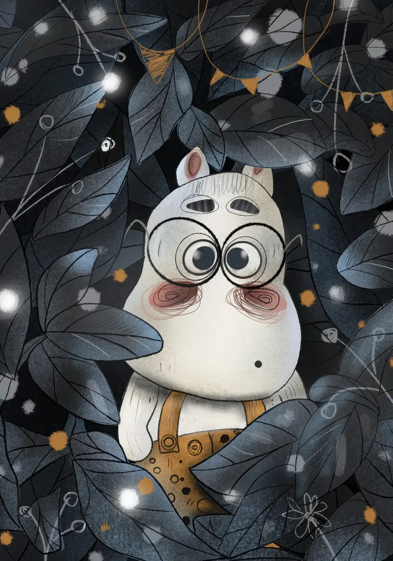 Nelli Suneli - Hippo in the Jungle poster con telaio in legno da muench benjamin