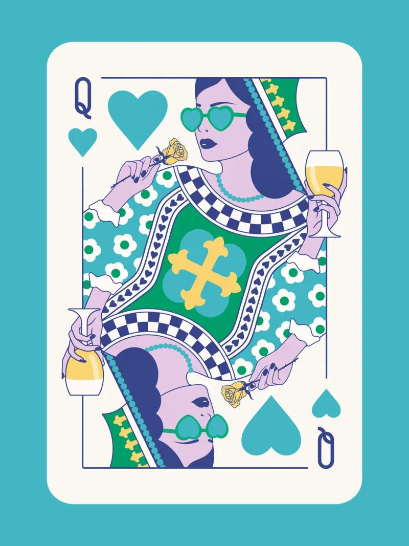 Reine de cœur - Vert, bleu, jaune, hahnemühle de Asha Designs