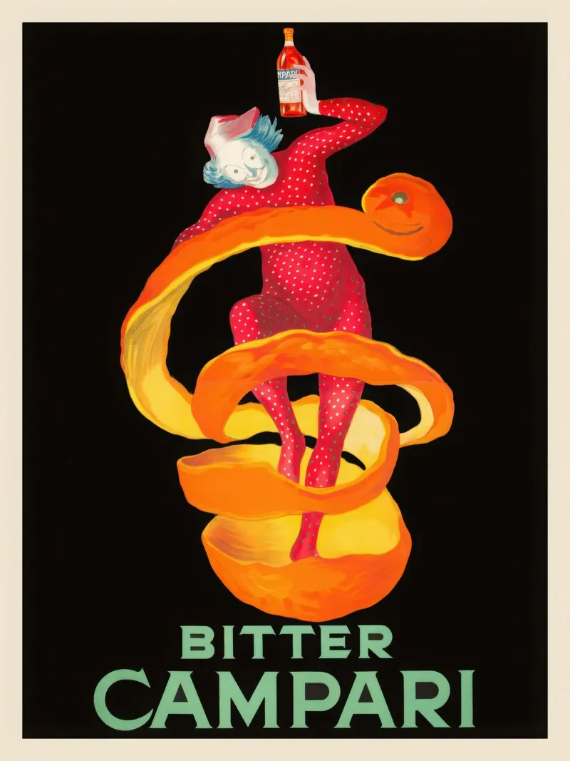 Campari amaro poster con telaio in legno da mix mate
