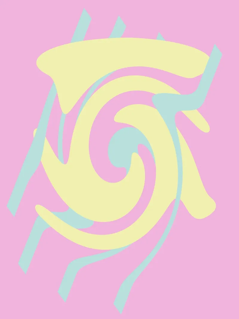 Abstract pattern in the colours pink, blue and yellow canvas with Floater frame by Something for you