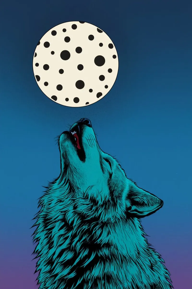 un lupo che ulula a una luna maculata tela con Cornice a cassetta da DesignDoodle
