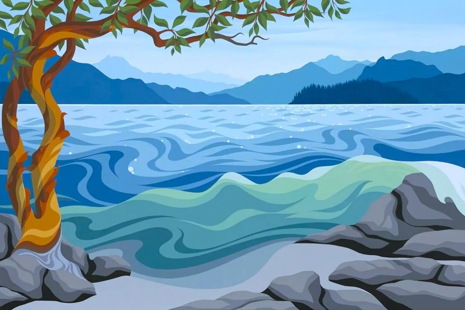 nature lake and rock poster da huminity