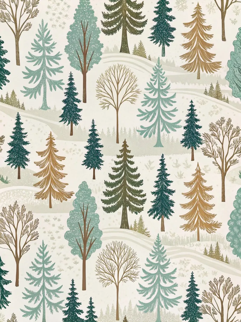 Winter Forest Serenity: A Seamless Pattern of Evergreen Tree canvas with Floater frame by Artistic-shop