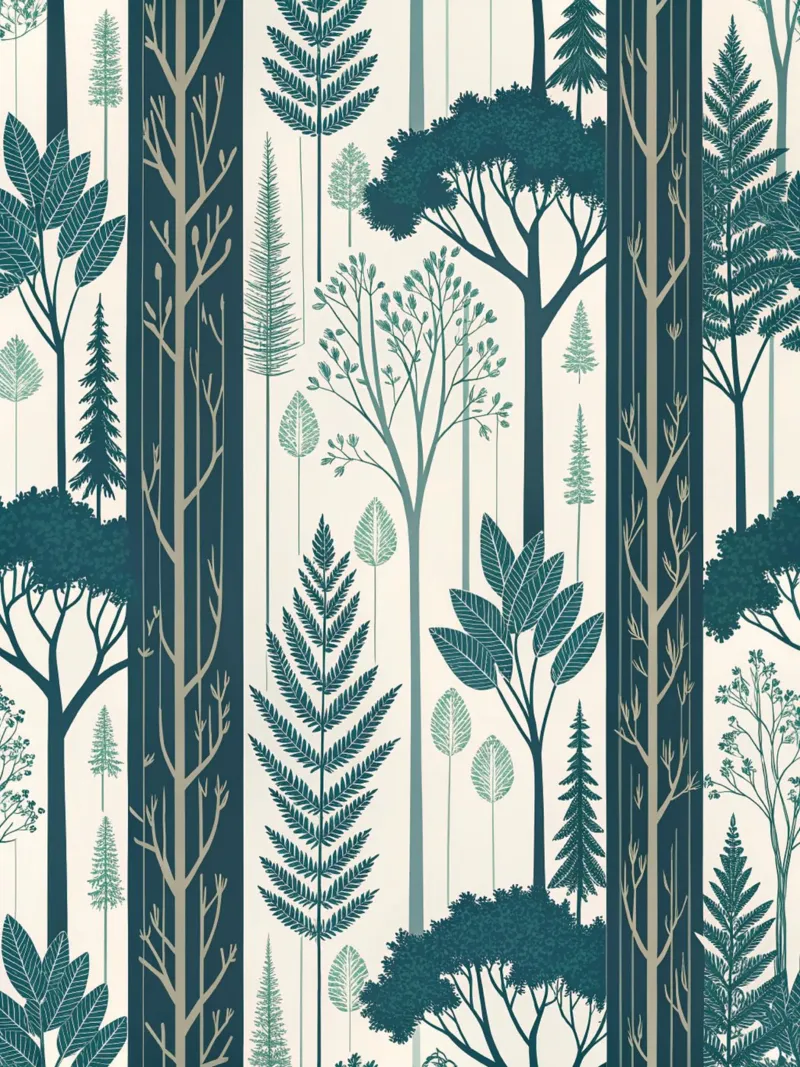 Scandinavian-Inspired Nature Art Print with Ferns canvas with Floater frame by Artistic-shop