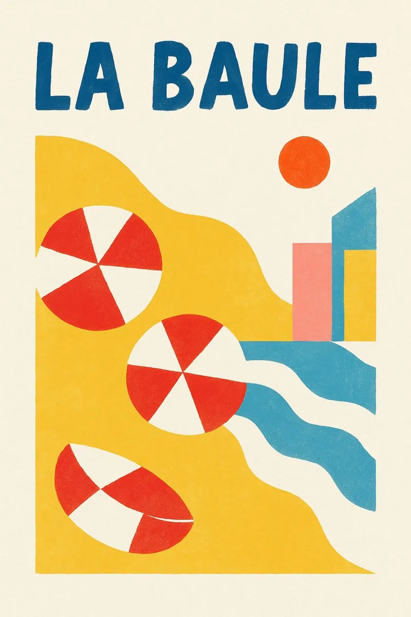 Poster d'epoca La Baule - spiaggia, ombrelloni tela con Cornice a cassetta da JETLAG | affiches voyage