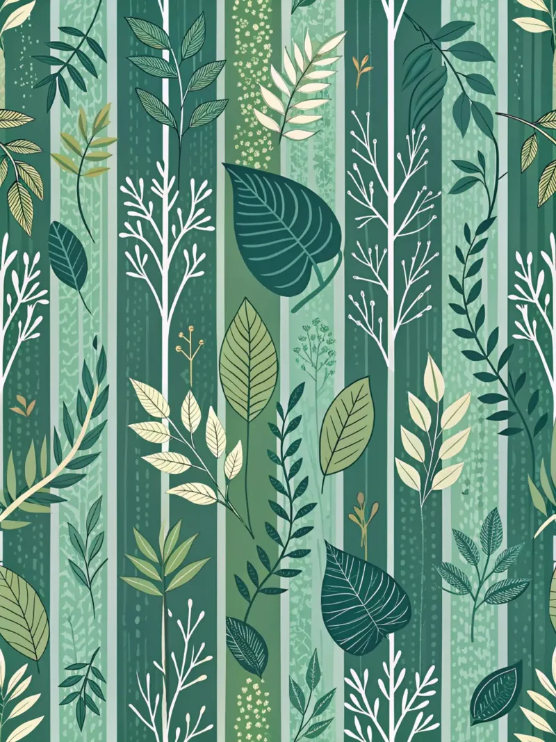Elegance in Emerald: A Verdant Garden of Leafy Patterns canvas with Floater frame by Artistic-shop
