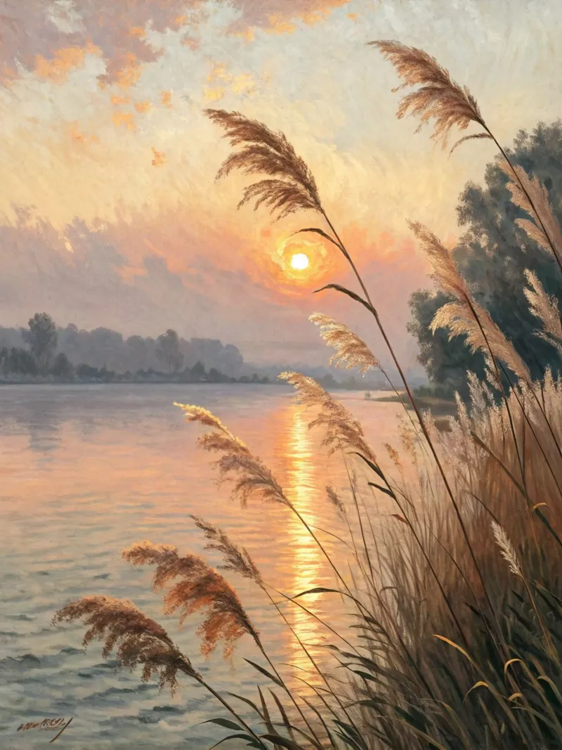 L'ora d'oro della serenità: Un tramonto in riva al lago poster da Artistic-shop