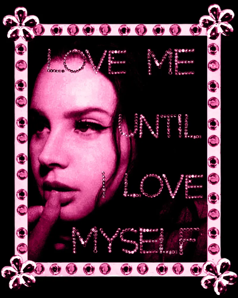Liebe mich, bis ich mich selbst liebe Lana Del Rey Leinwand mit Schattenfugenrahmen von eliouxence