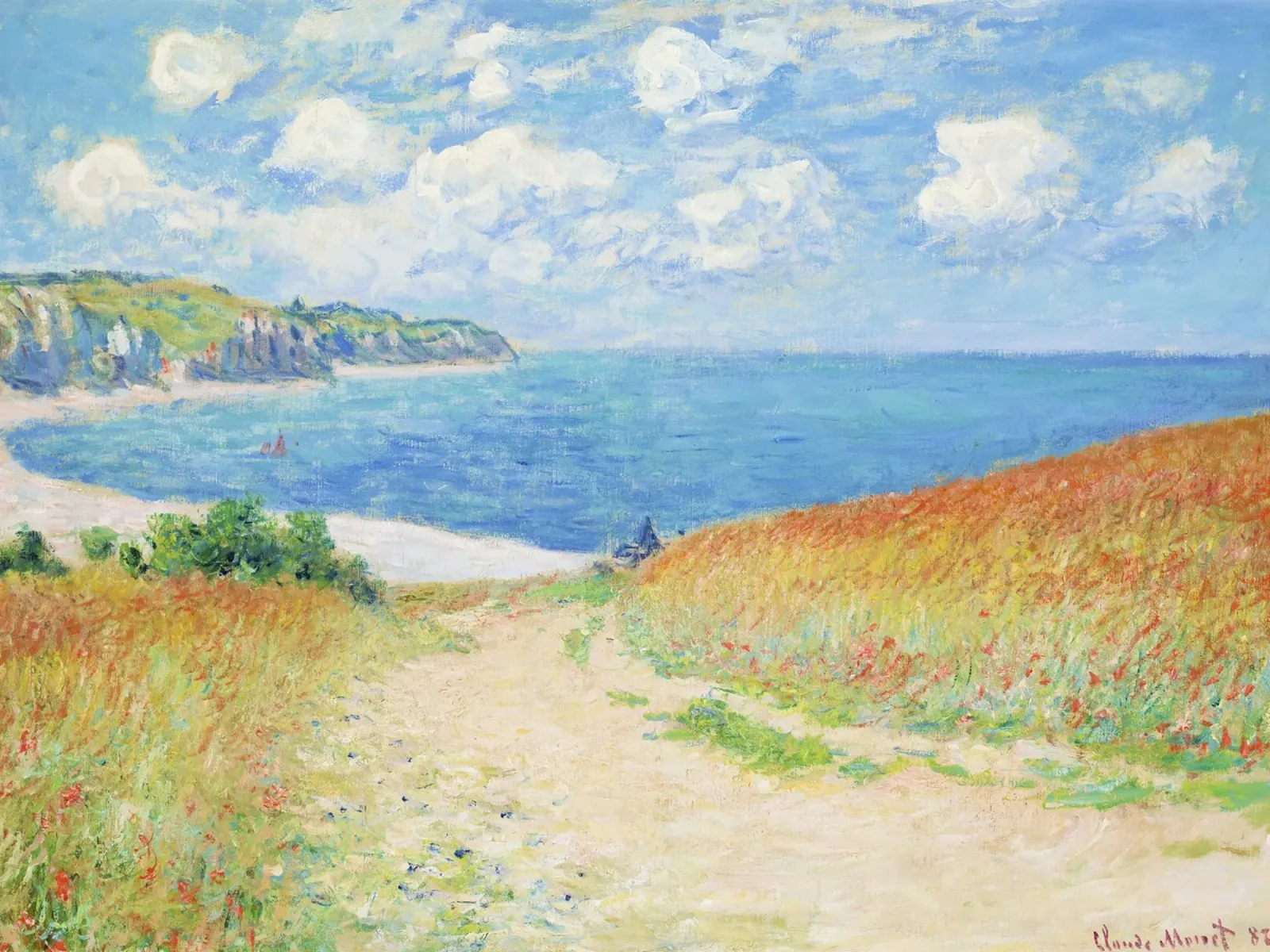 Claude Monet’s Path in the Wheat Fields at Pourville canvas with Floater frame by Monet Art Prints
