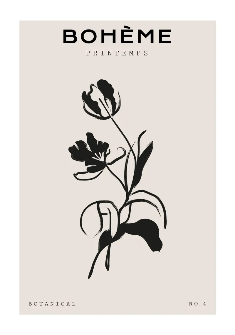 Boho Bohemian 1 Tulip pellicola backlit da Boho Print Collection