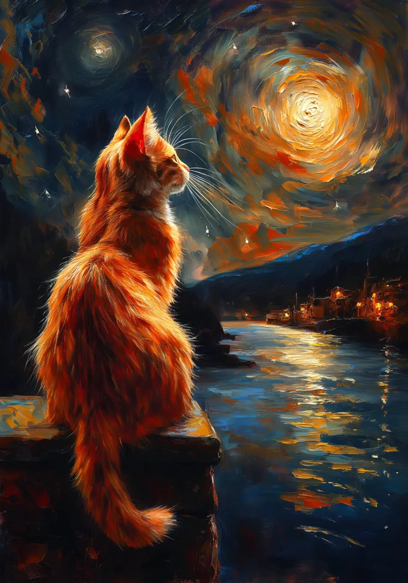 Ginger Cat Notte stellata poster da Stellar Creative