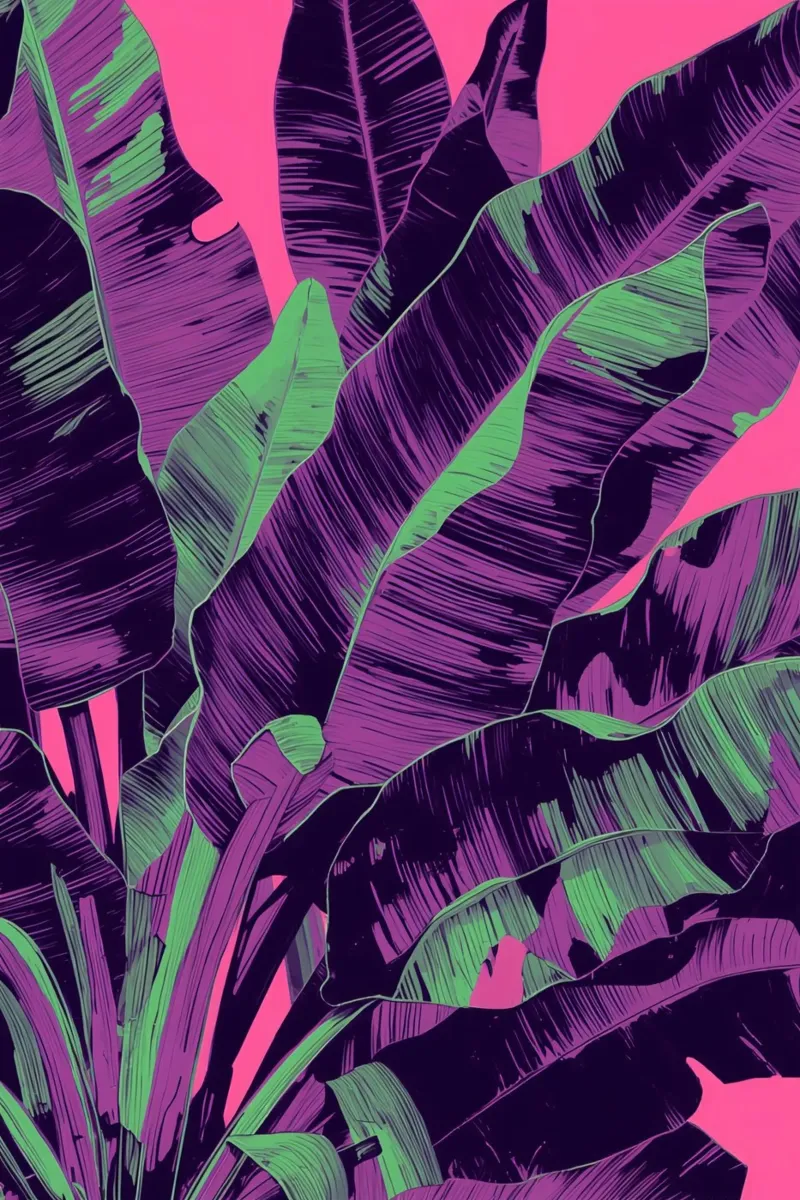 Banana Leaves with Pink Background canvas with Floater frame by DesignDoodle