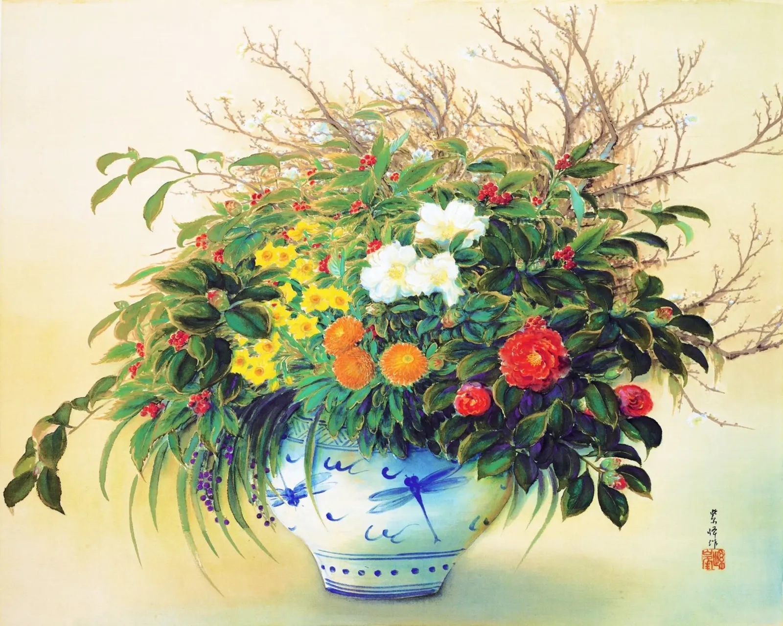 Natura morta di Sakakibara Shiho (1924) tela con Cornice a cassetta da Classic Art Prints