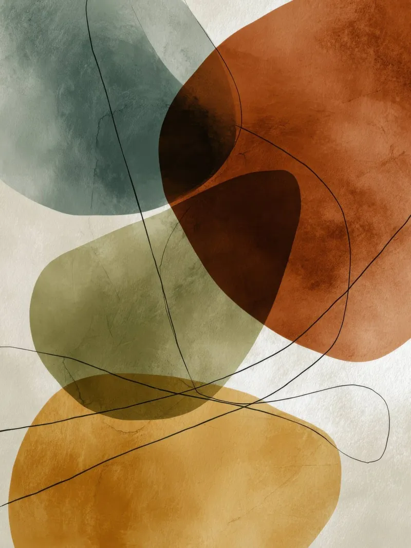 Forme astratte ad acquerello nei toni della terra poster da Artbyvo
