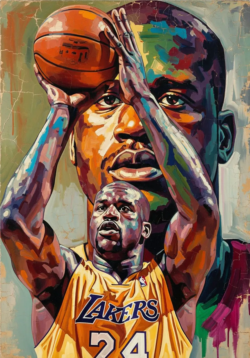 Shaquille O'Neal abstrakte Kunst Leinwand mit Schattenfugenrahmen von Lembayung art