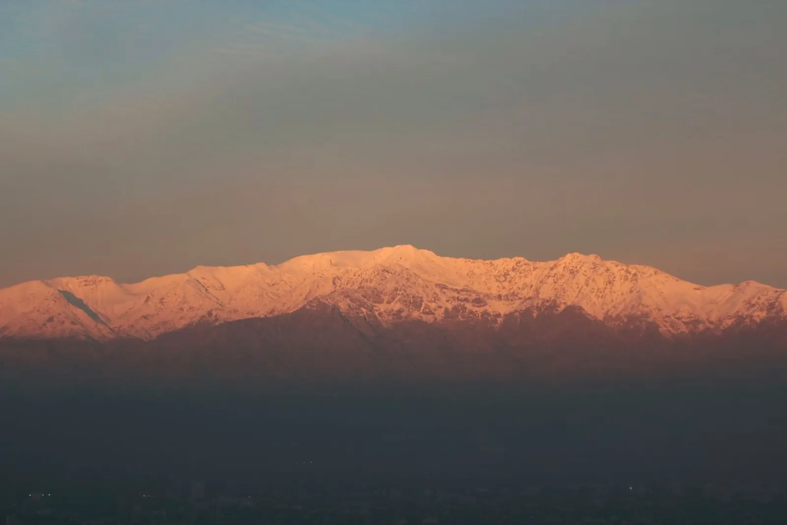 Pink sunset over the mountains of Chile canvas with Floater frame by LinaTravels