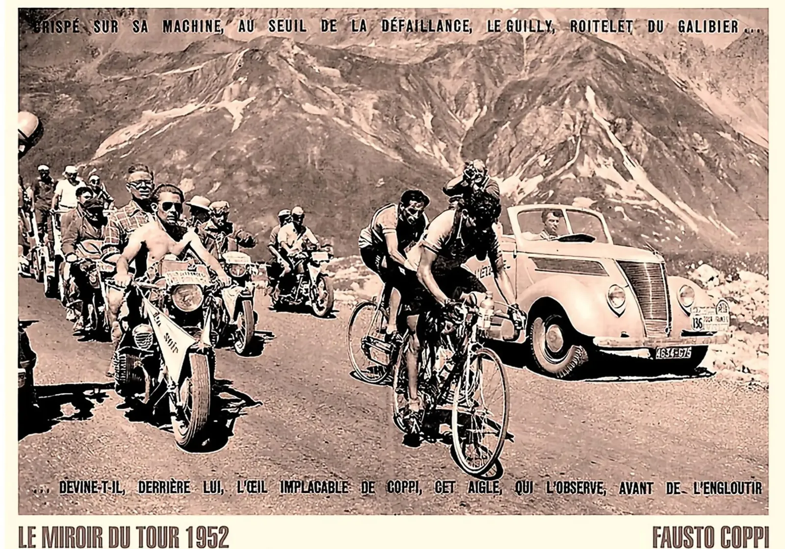 der moment, in dem der legendäre radfahrer fausto coppi das rennen dominierte Poster von addelia shope