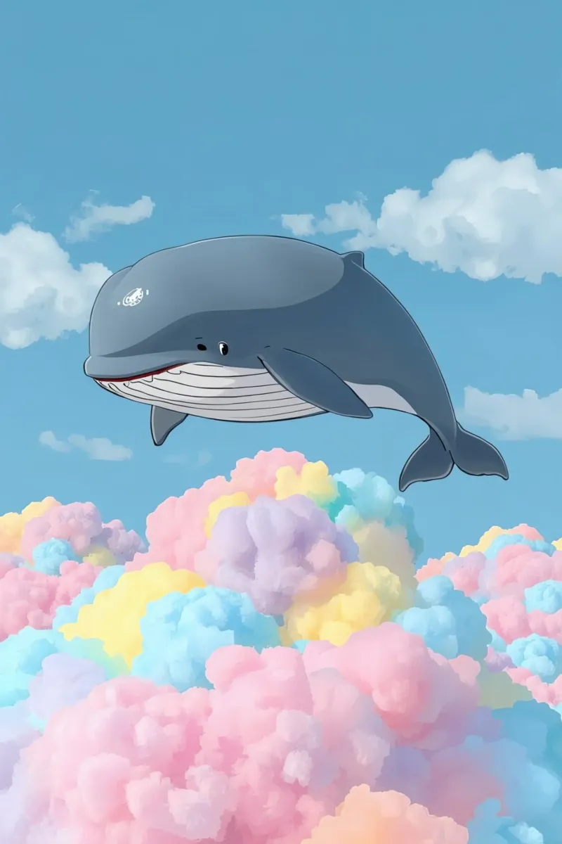 Gray Whale Over Multi-Colored Clouds canvas with Floater frame by DesignDoodle