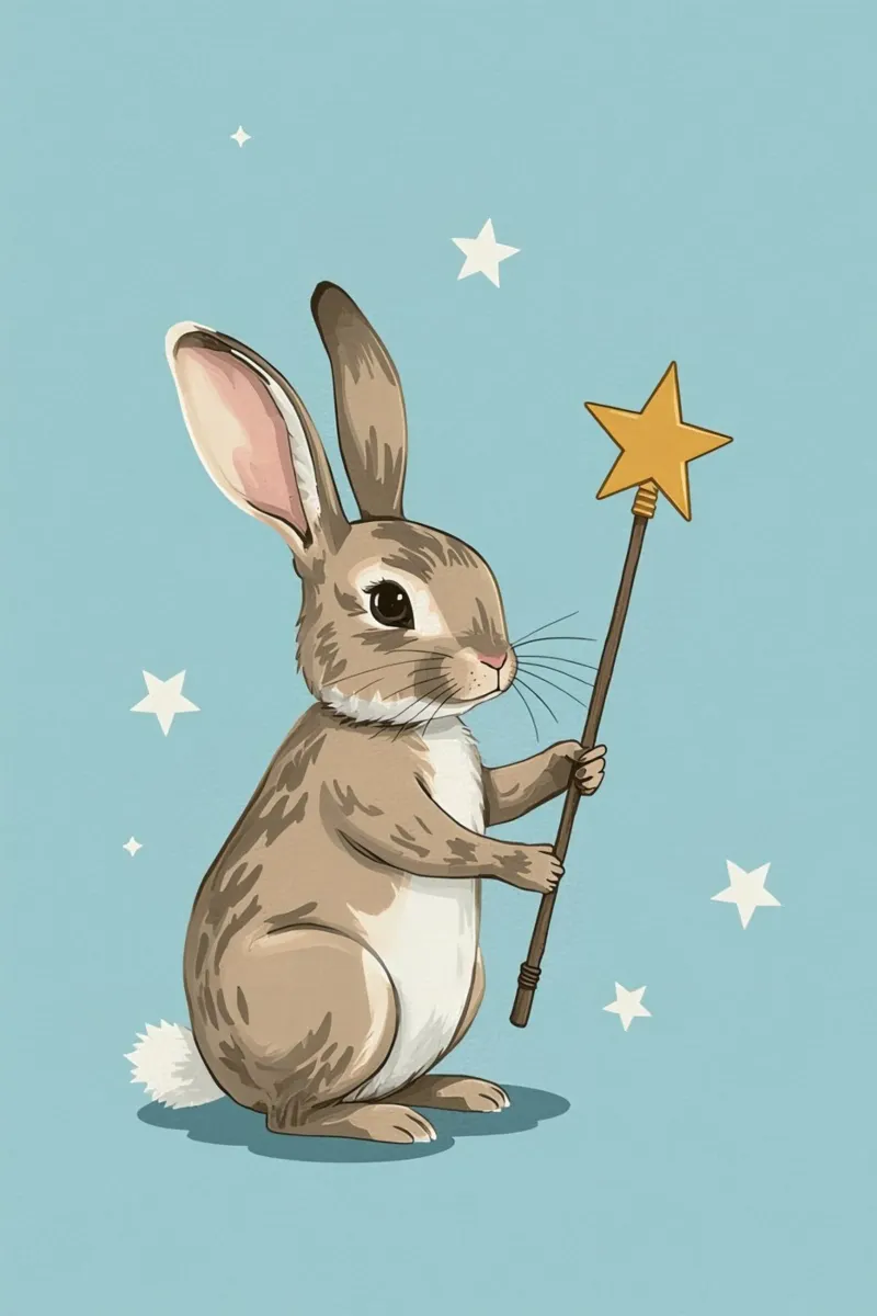 Wizard Rabbit with Star Wand canvas with Floater frame by DesignDoodle