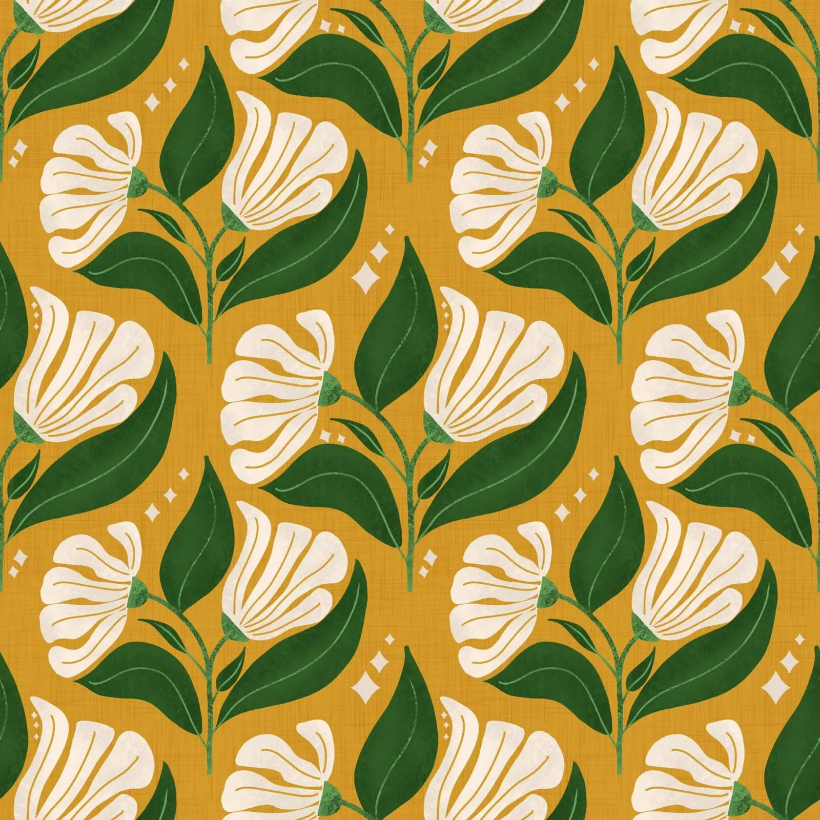 Fiori crema retrò anni '70 su giallo avocado - Vintage Flo in grassetto poster da susanacosta