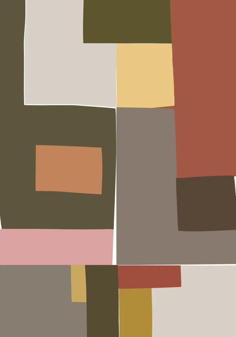 Mosaic Color Blocking | Olive & Tan poster da sabidussi