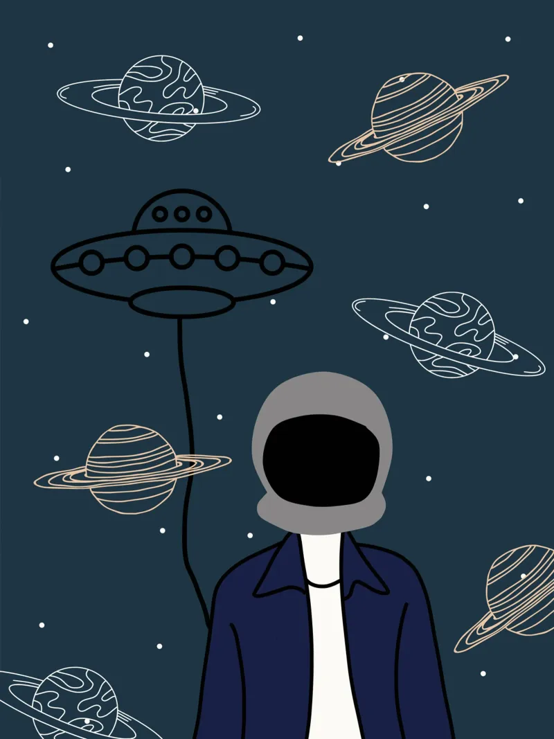 Martian multiverse canvas with Floater frame by Little Dean