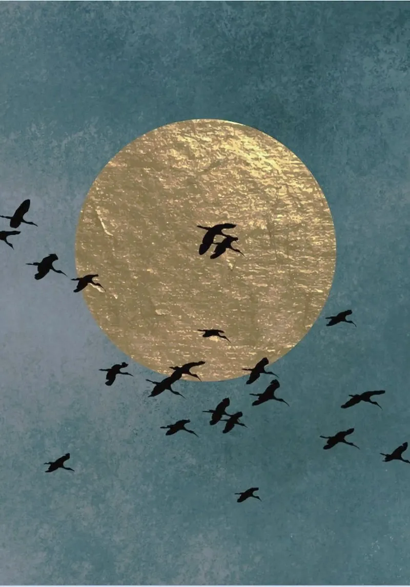 flock bird and sun canvas met Baklijst van Good days