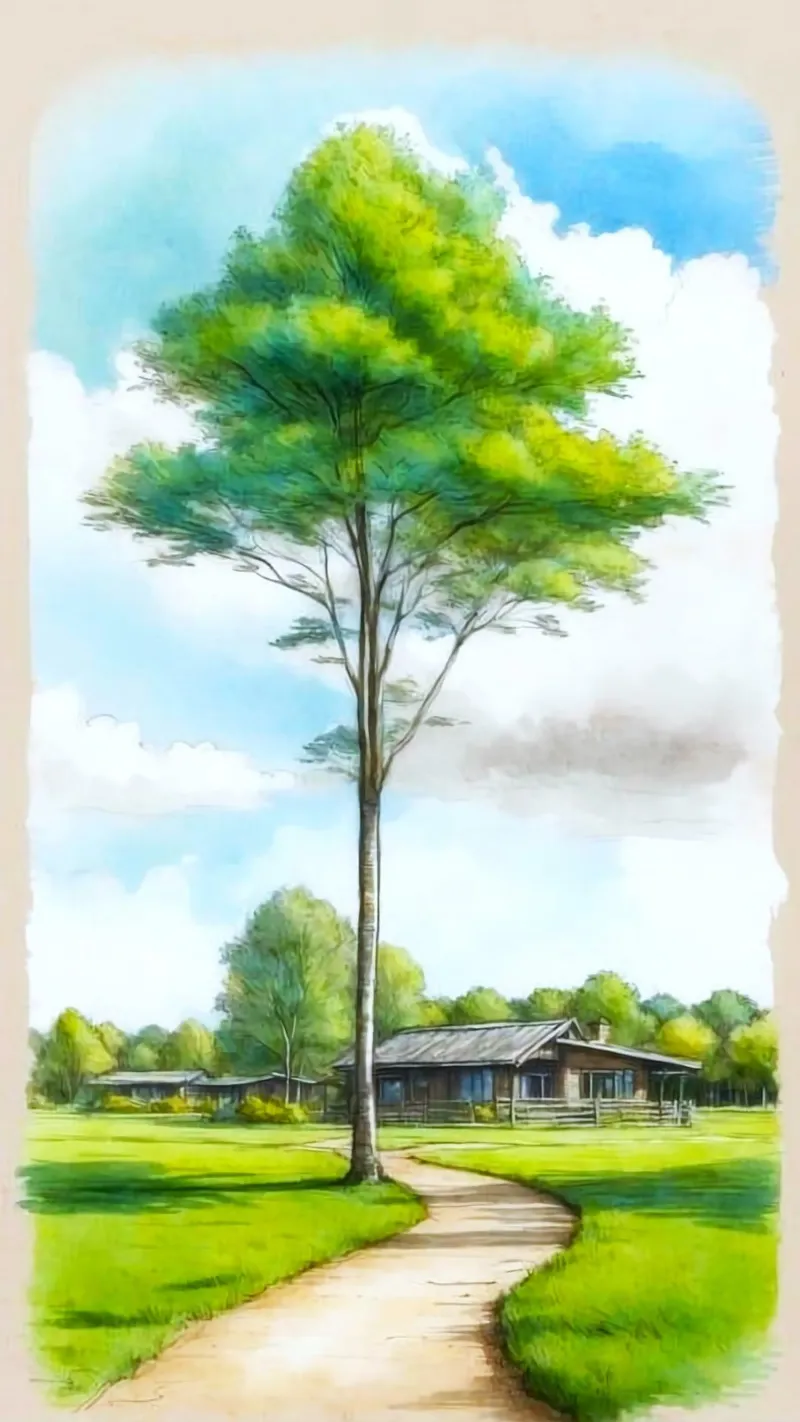 pastel tall tree tela con Cornice a cassetta da lily